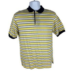 Oakton Ltd. Mens Yellow & Black Striped Polo Shirt Size L